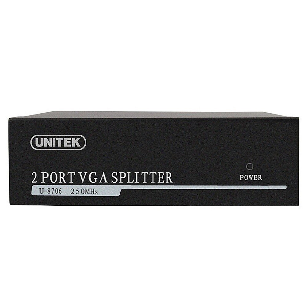 VGA Splitter 1 in 2 out Unitek U8706 - Bộ Chia VGA 1 ra 2 cao cấp UNITEK 8706 hỗ trợ độ phân giải Full HD 1080P