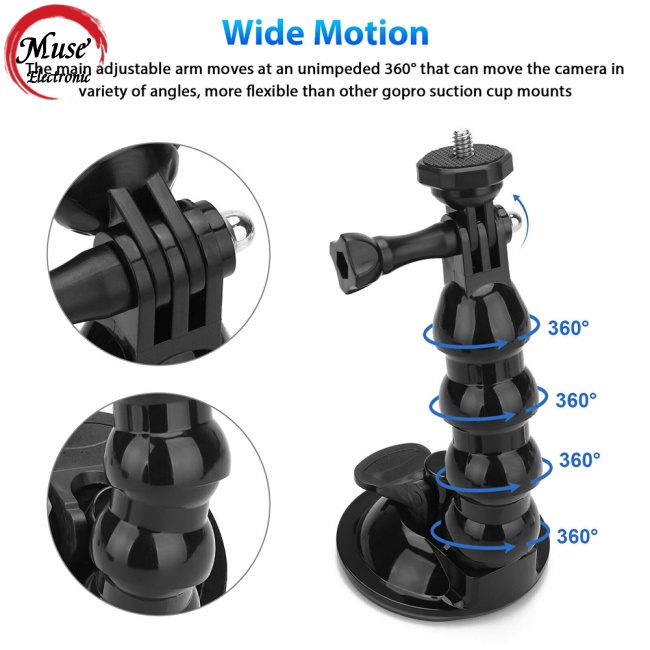 Giá Đỡ Điện Thoại Có Giác Hút Gắn Xe Hơi Điều Chỉnh Góc Quay Video Cho Gopro Action