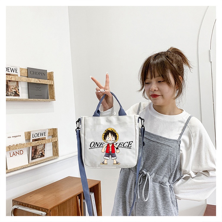 Túi Vải canvas Đeo Chéo In Hình one piece Thời Trang