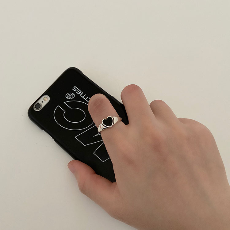 Black Love Simple Fashion Ring Accessories Open Retro