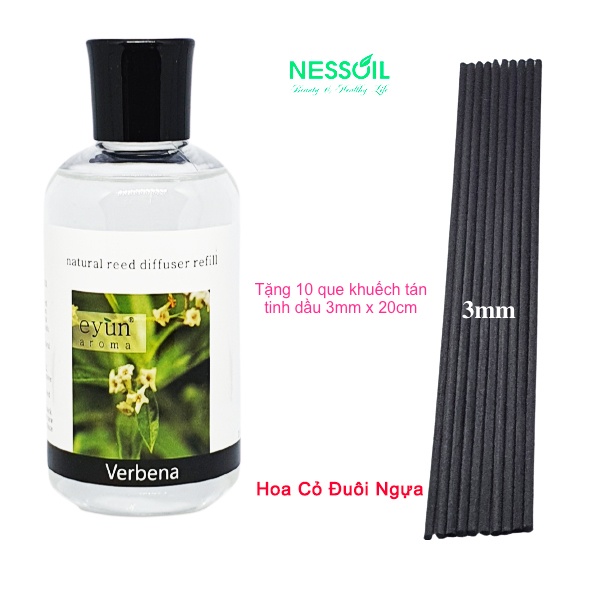 Tinh dầu Refill (thay thế, bổ sung) 180ml hương hoa Cỏ Đuôi Ngựa, dùng để rót vào bộ cắm đã cạn tinh dầu + 1 bộ que