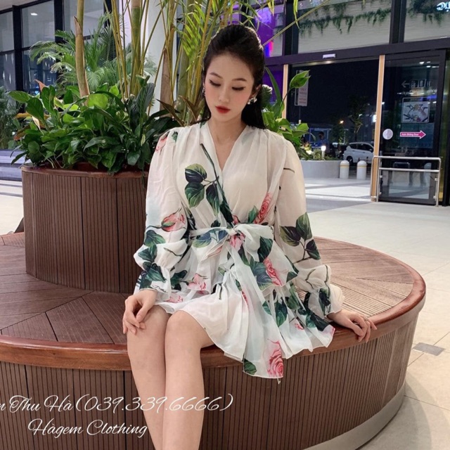 Váy voan hoa xếp tầng (2 màu)