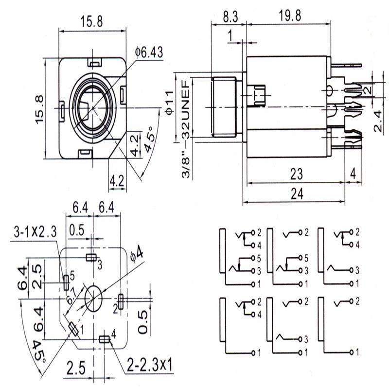 1 Giắc Cắm Âm Thanh Micro 6.35mm TS / TRS 1 / 4 "