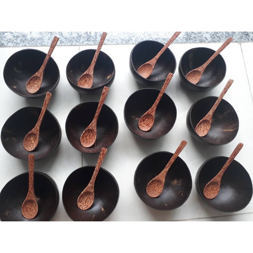 Bát gáo dừa bộ 10 bát muỗng