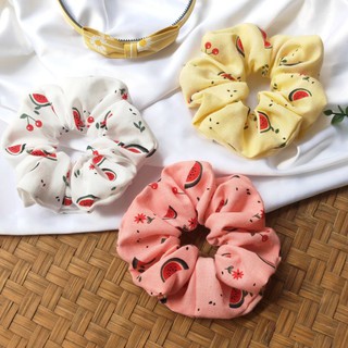 Dây buộc tóc scrunchies họa tiết dưa hấu