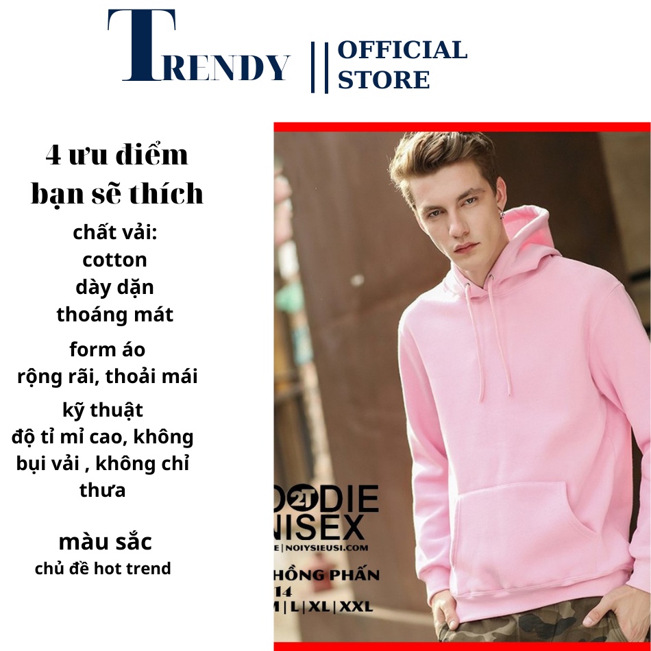 Áo Hoodie Trơn Basic Cute Nam Nữ Mặc Đẹp Màu Hồng Be Dáng Form Rộng Có Mũ Tay Phồng Chất Nỉ Dày Ulzzang Hàn Quốc Giá Rẻ