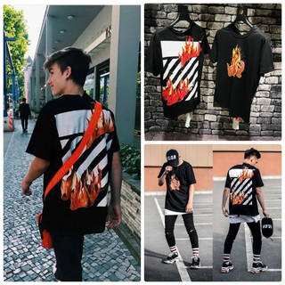 Áo thun Off White lửa trắng và đen