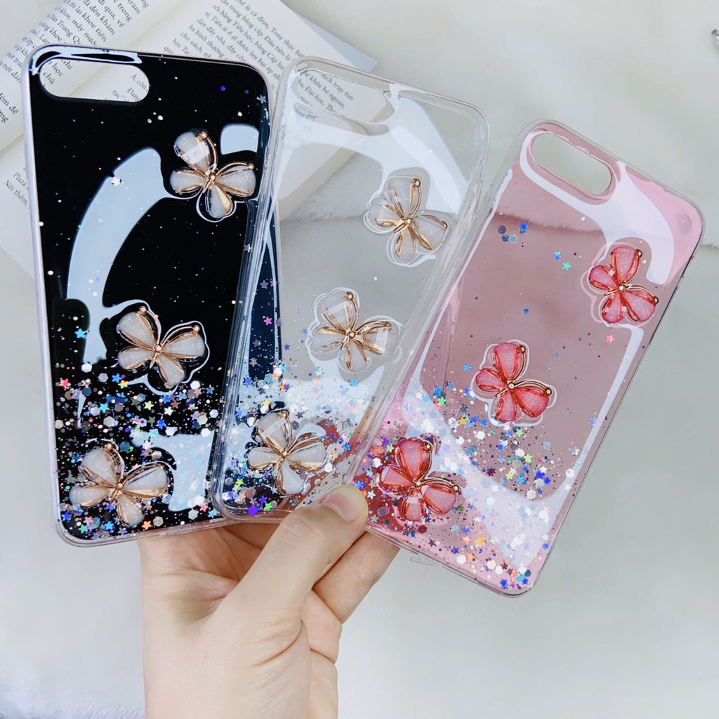 Ốp nhựa dẻo Iphone nhũ đá hình bướm nổi 3D iphone 7/8/7Plus/8Plus/X/Xs Max/11/112/13/Pro/Max- CITYCASE