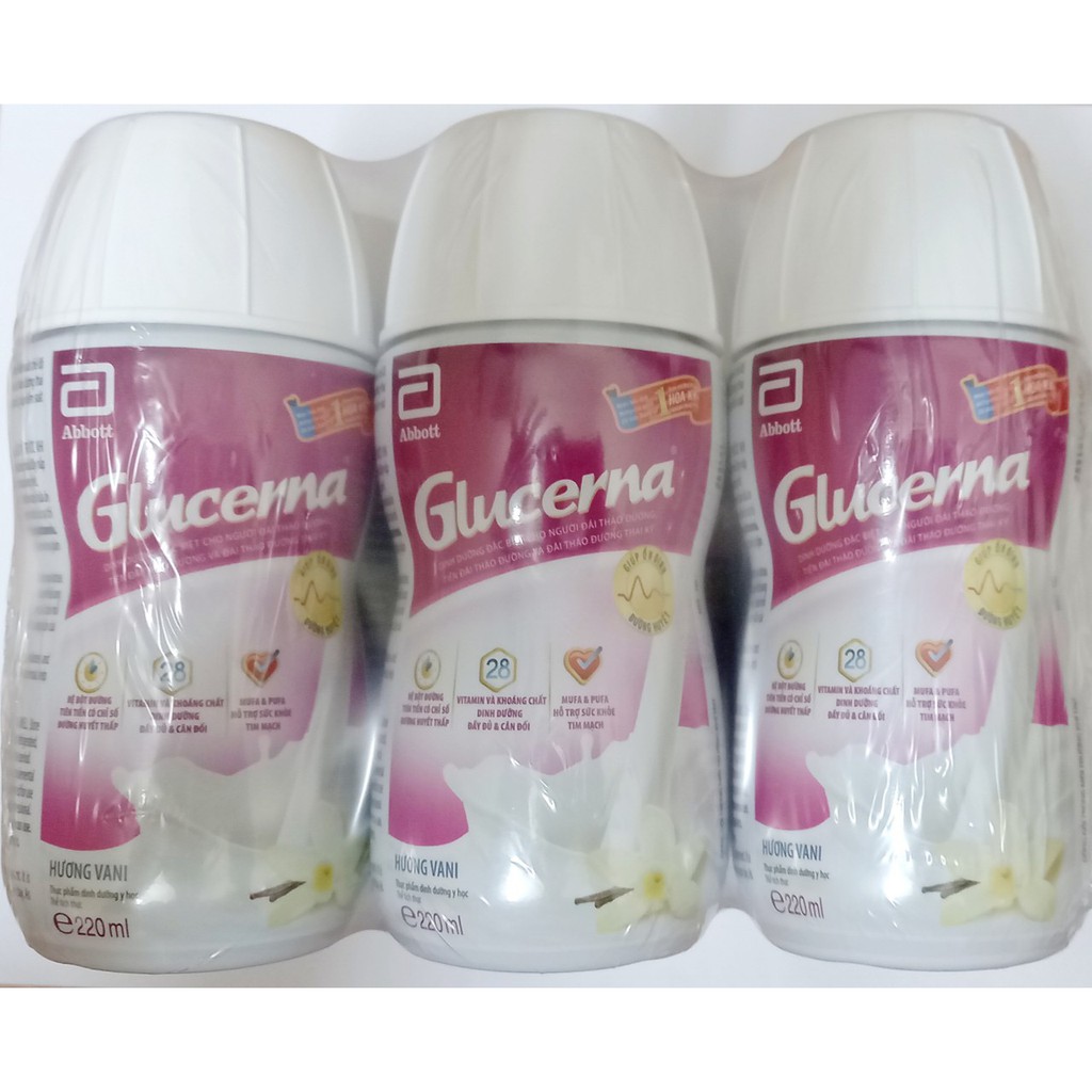 Sữa nước Glucerna Hương Vani Chai 220ml dành cho người tiểu đường - Hàng chính hãng, date mới nhất