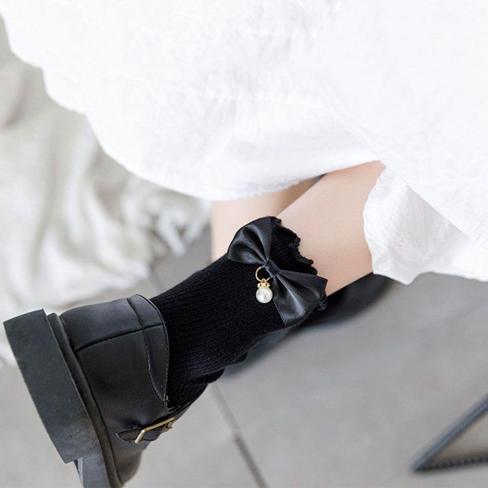 Vớ Ngắn Phối Bèo Màu Trơn Đính Nơ Bướm 1 Món Hóa Trang Cho Nữ