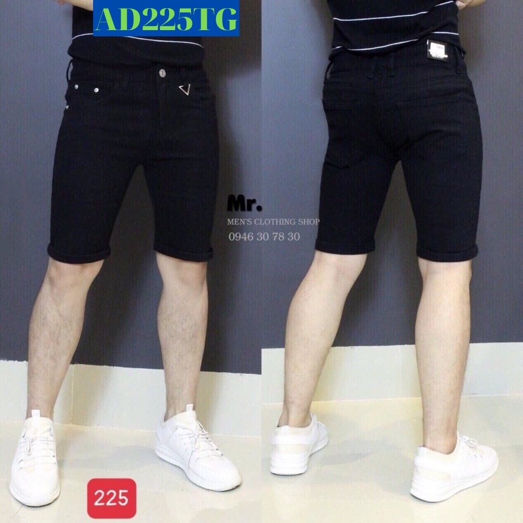 Quần short nam tenji sh225tg quần đùi nam chất bò vnxk co dãn cao cấp đen trơn thời trang tenji store (44-70kg)