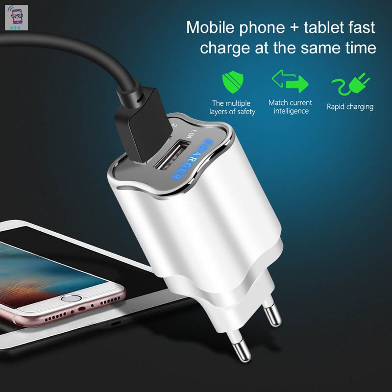 Củ Sạc Hai Cổng Usb 5v 2a Có Đèn Led Cho Iphone Android Phones @ My