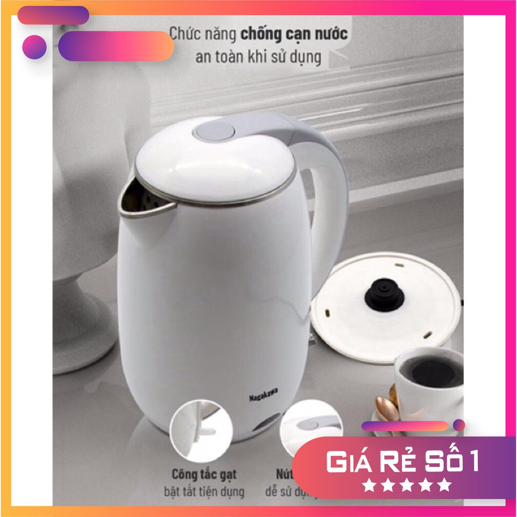 Ấm Đun Siêu Tốc 2 Lớp Nagakawa NAG0314 (1.8 Lít) - Hàng Chính Hãng