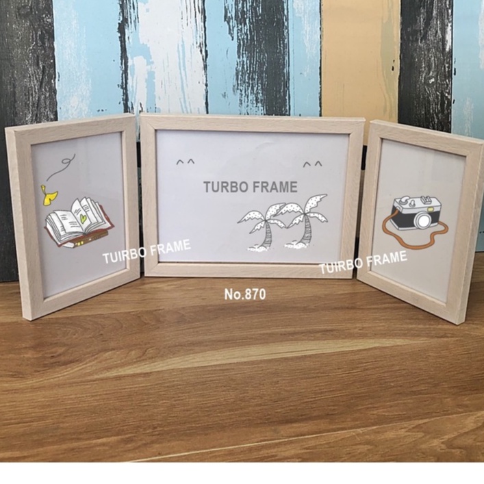 Khung ảnh trang trí nội thất 3 mảnh Ảnh bản lề 4x6 "+ 8x6" + 4x6 "(Stand-Sleep-Stand) Gia đình Rất d