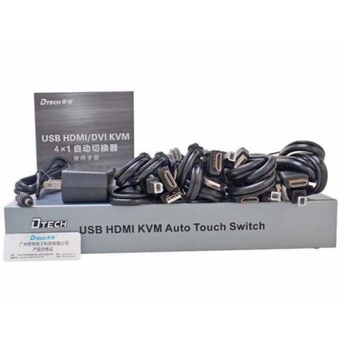 Bộ chuyển tín hiệu DTECH DT-8141 tự động 4 HDMI/USB/KMV ra 1 (Xám) - Phụ kiện 1986