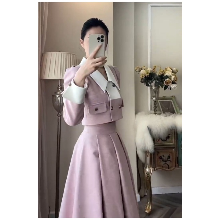 Bộ Áo Khoác + Quần Short Lưng Cao Thời Trang Thu Đông 2022 Cho Nữ