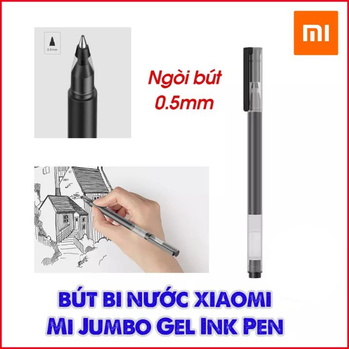 Bút bi nước văn phòng mực gel Xiaomi Jumbo Gel Ink Pen 0.5mm mực đều nét chữ đẹp đủ màu xanh đen đỏ Kaco Mi Pen