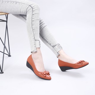 Lib - giày đế xuồng 3cm mũi nhọn gắn nơ x619