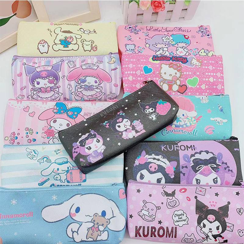 SANRIO Túi Đựng Bút Bằng Vải Bạt Có Khóa Kéo In Hình Kuromi Dễ Thương Dùng Làm Quà Tặng Cho Bé mymelody Kuromi Cinnamoroll