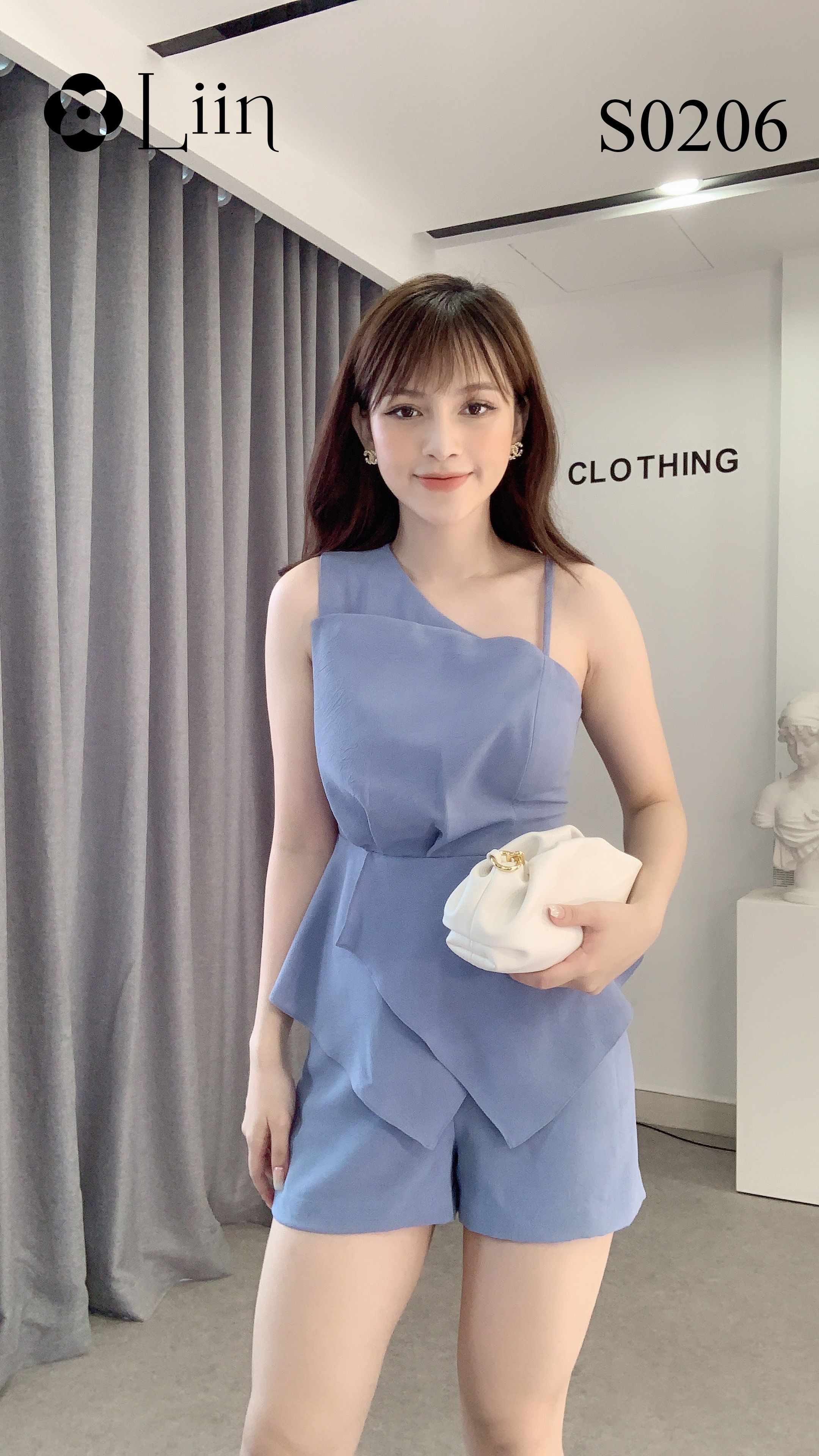 [Mã FAMALLT5 giảm 15% đơn 150k] Set quần áo nữ Linbi màu xanh, thiết kế sang chảnh xinh xắn liin clothing S0206