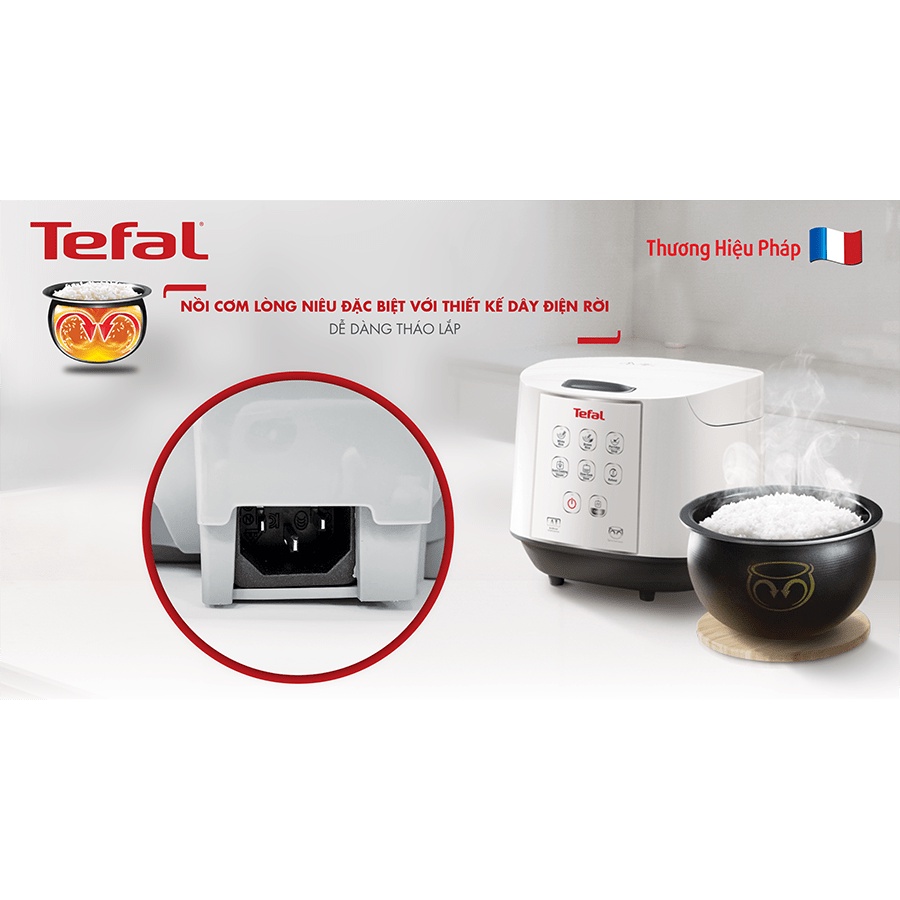 Tefal RK732168 - Nồi cơm điện tử với lòng nồi niêu dày 1.5mm ứng dụng công nghệ điện từ, 1.8L - 750W, chính hãng.