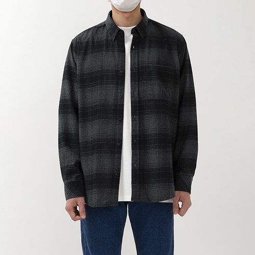 OWL BRAND® FLANNEL SHIRT - Áo sơ mi nam tay dài kẻ sọc / Đen