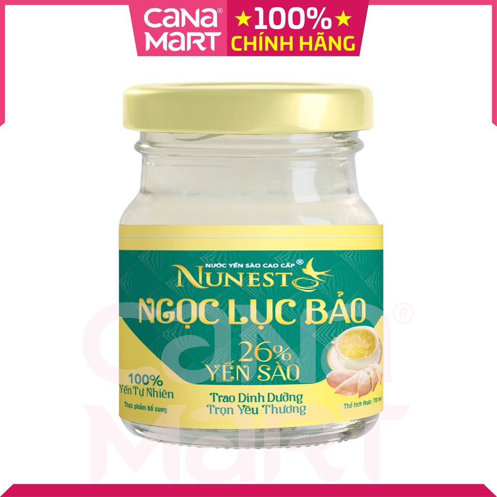 Hộp 6 lọ nước yến Nunest NGỌC LỤC BẢO 26% yến bồi bổ sức khỏe (70ml)