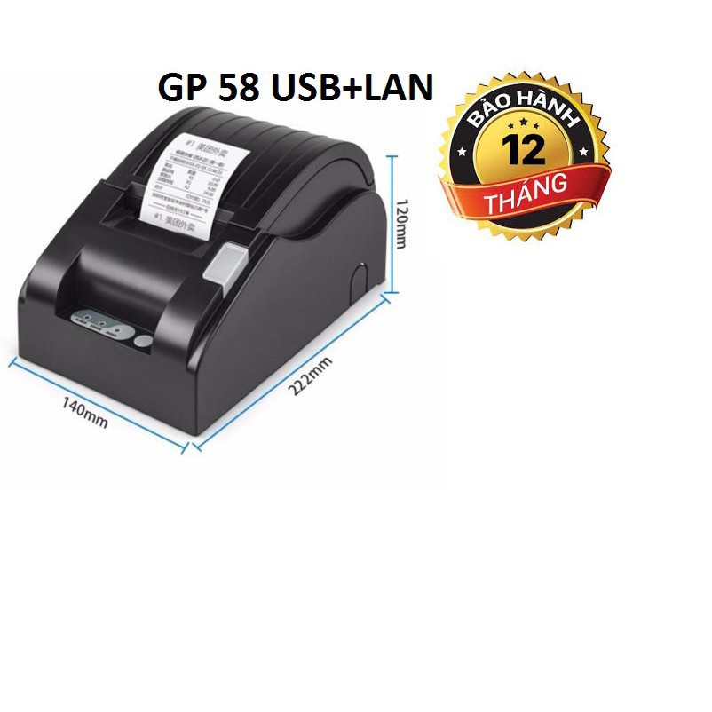 ☒∏❀[RẺ VÔ ĐỊCH] Máy in khổ k58 hóa đơn kết nối điện thoại GP-5890XIII [LAN+USB]