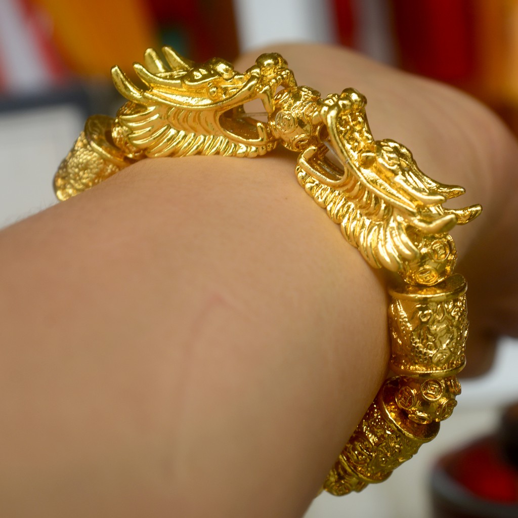 Vòng tay phong thủy Hai đầu Rồng-Tặng kèm hộp.