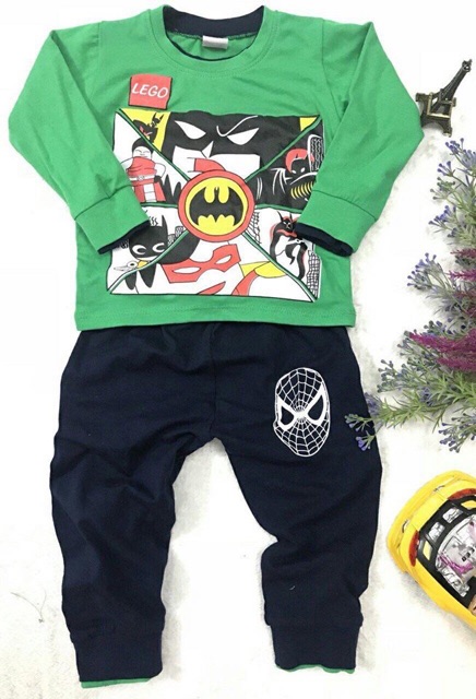 Bộ cotton dài tay siêu anh hùng 9-21kg bé trai ( ảnh mặc cuối )