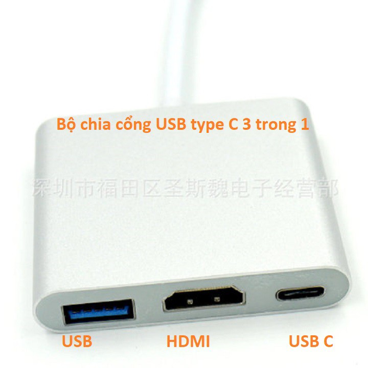 [Mã SKAMSALE0123 giảm 10% đơn 200k] ADAPTER USB C 3 IN 1 ( HỖ TRỢ SAMSUNG DEX ) HDMI + USB + TYPE C