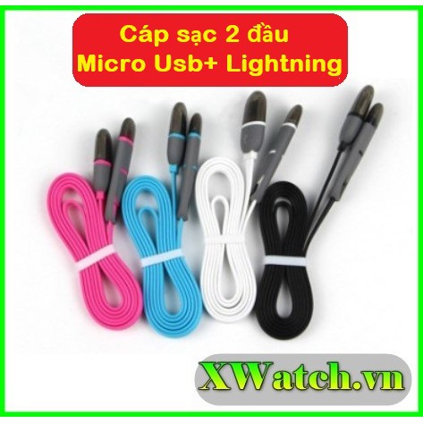 Cáp sạc đa năng 2 đâu Micro- USB & Lightning