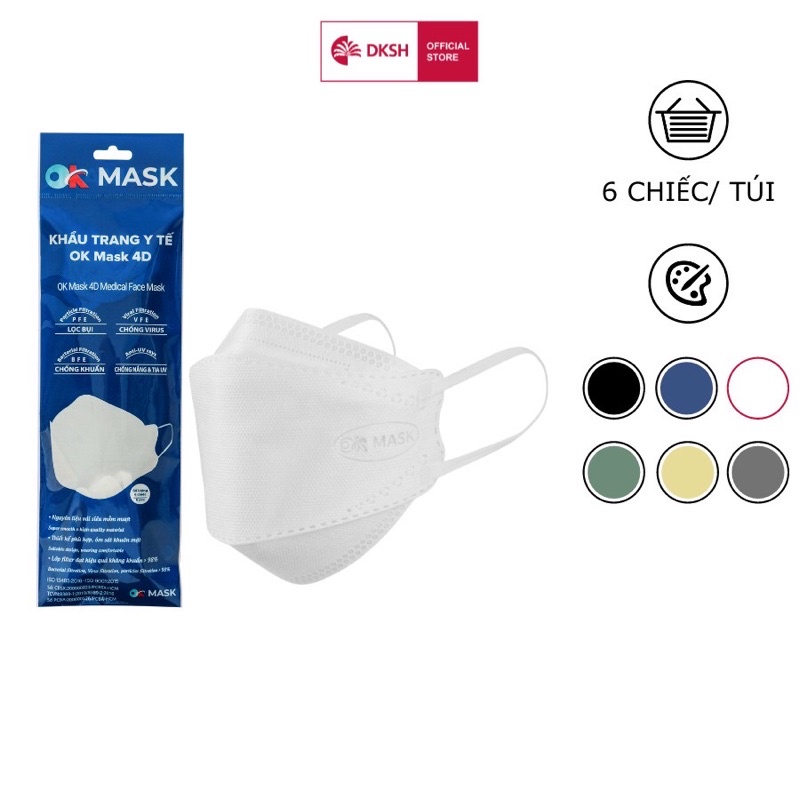 Khẩu trang y tế cao cấp 4D thương hiệu OK Mask (Túi 6 cái)