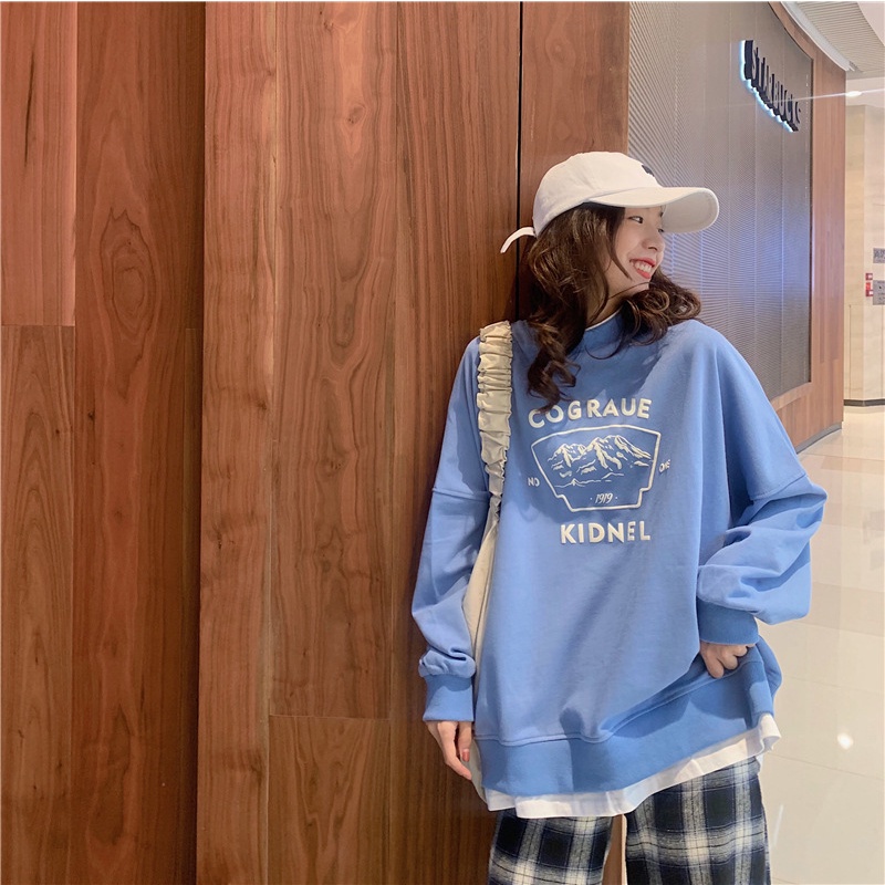 IELGY    Áo sweater Mỏng Cổ Tròn Dáng Rộng Phong Cách Hàn Quốc Cho Nữ