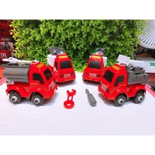 Sét 4 xe cứu hoả cho bé được tặng kèm cờ lê và tô vít