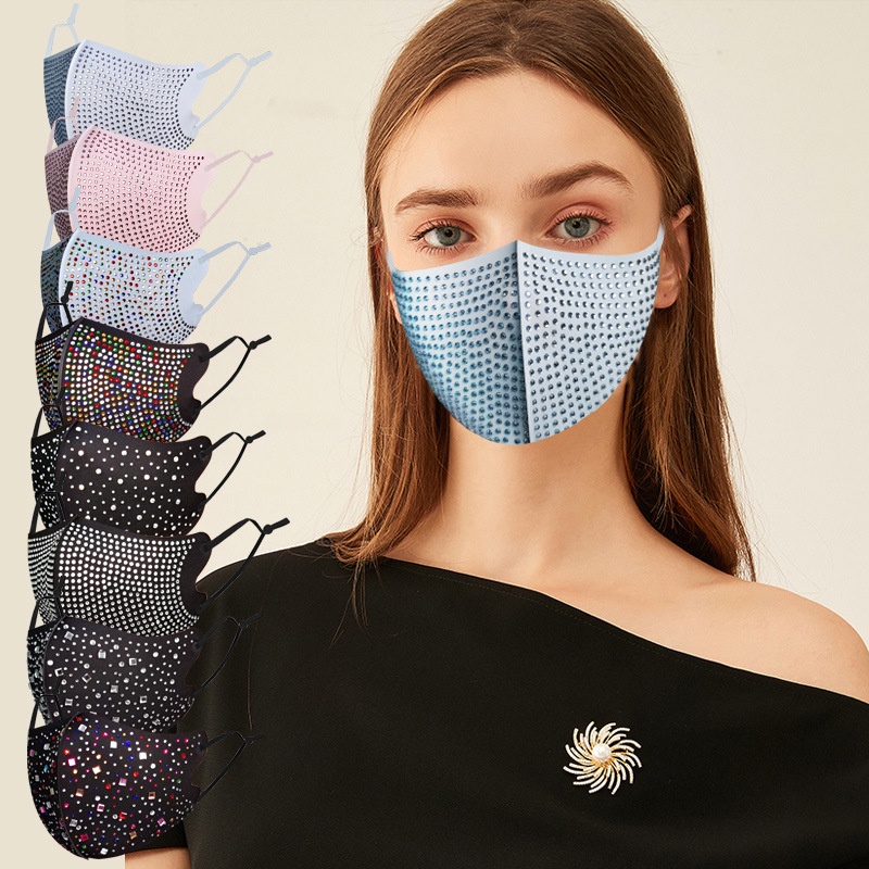 Mặt Nạ Lụa Băng Đính Đá Kim Cương Giả Thời Trang Cá Tính