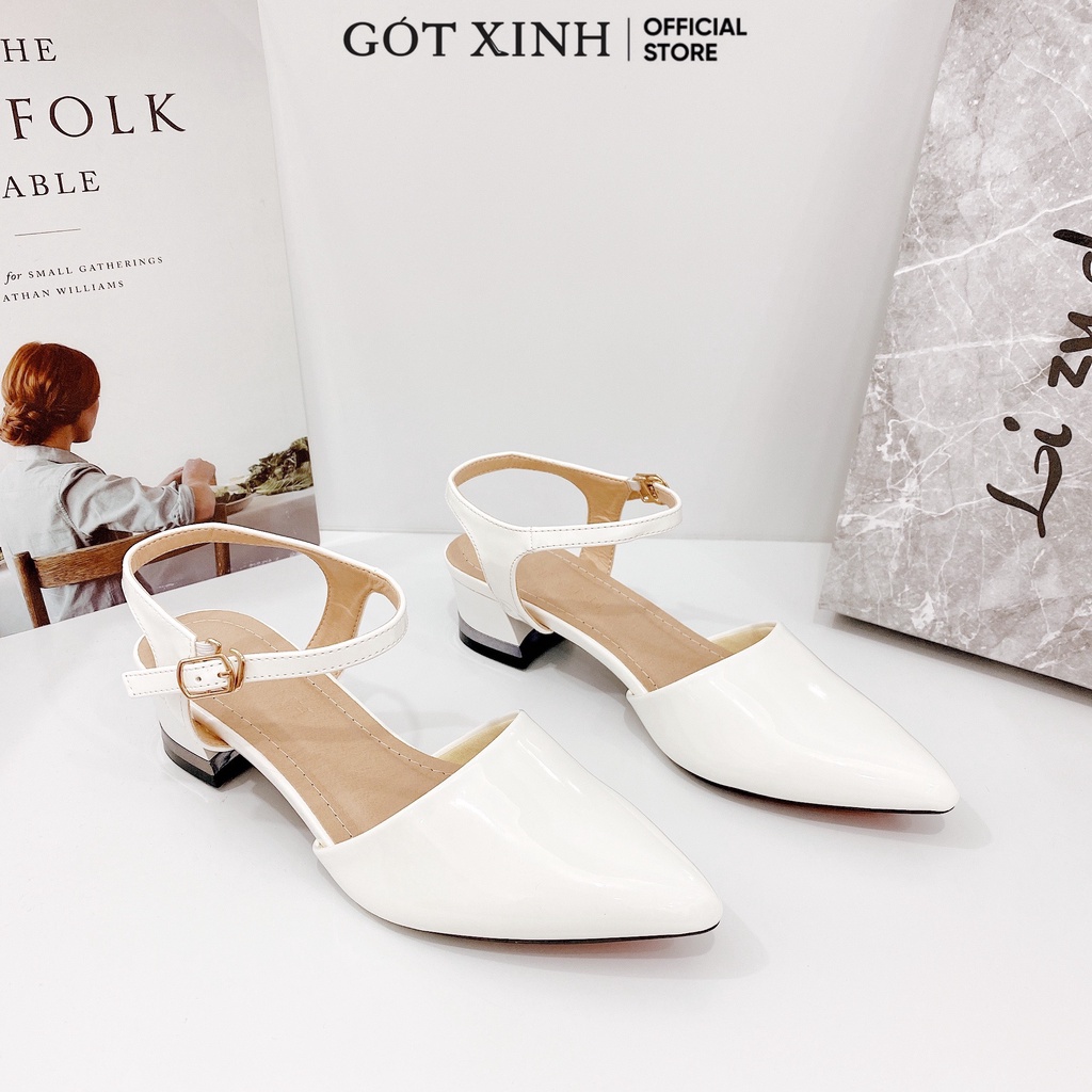 Giày cao gót GÓT XINH G3 da mềm cao 3cm gót tròn da bóng