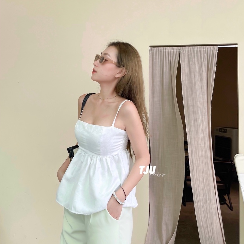 Áo 2 dây gấm hoa chìm babydoll SOL (T-Ju thiết kế)