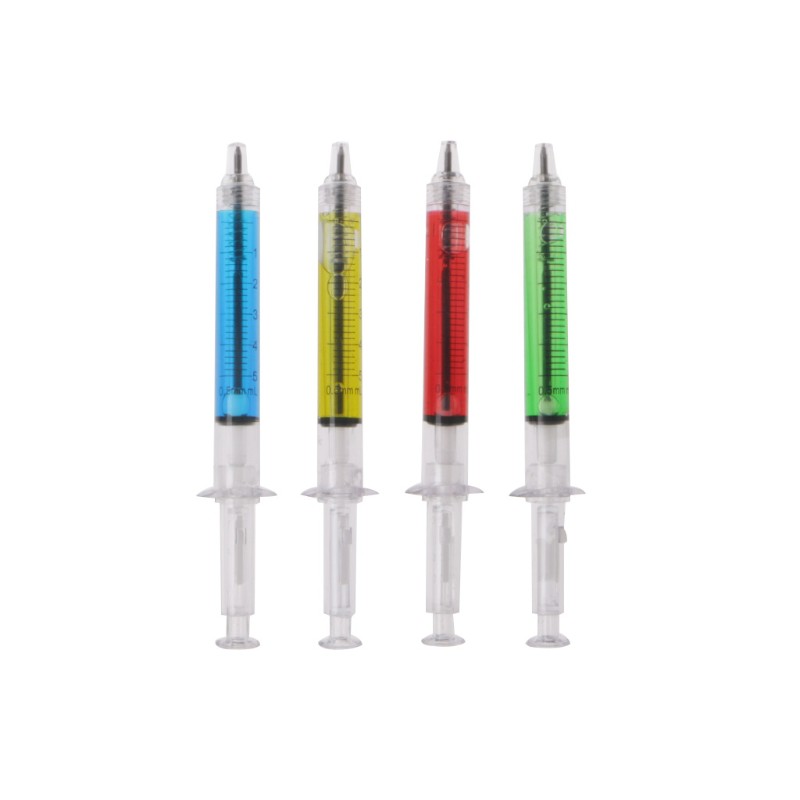 Set 4 Bút Bi Mực Đen Hình Ống Tiêm Độc Đáo