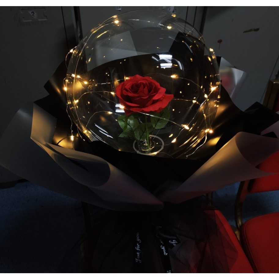 Bộ Bong Bóng Trong Suốt Hình Hoa Hồng BOBO Dùng Trang Trí Tiệc Cưới/Sinh Nhật