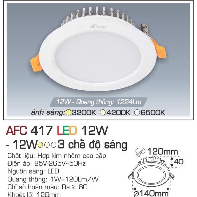 Đèn led âm trần tròn Anfaco AFC-417– 7w,9w,12w