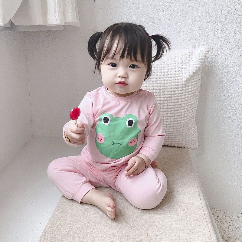 [8-20kg] Bộ dài tay cotton bé gái, đồ ngủ dài tay thu đông bé gái xuất hàn 2022
