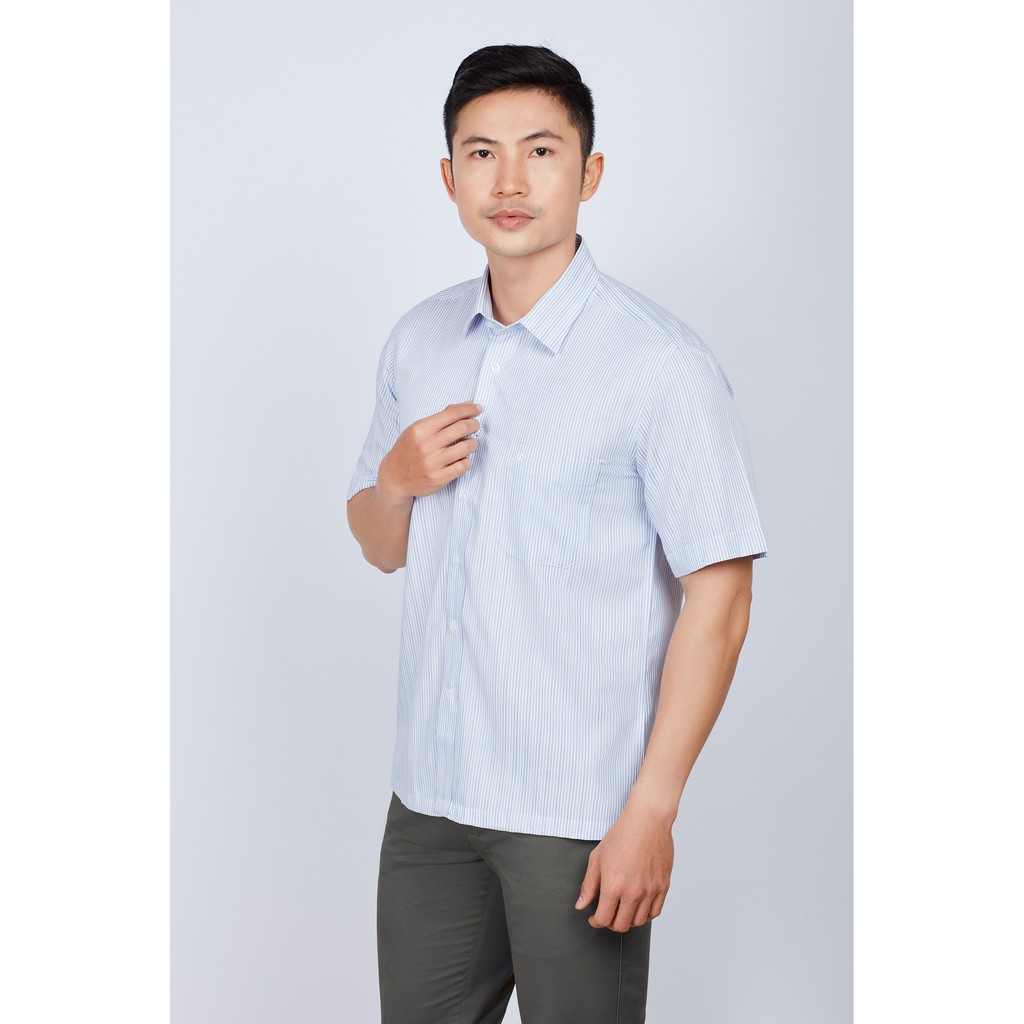 Áo sơ mi nam Casual ngắn tay xanh sọc