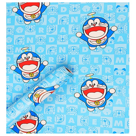 Giấy Dán Tường Đoremon Xanh Dương Chữ Khổ 45cm - giá bán 1 mét