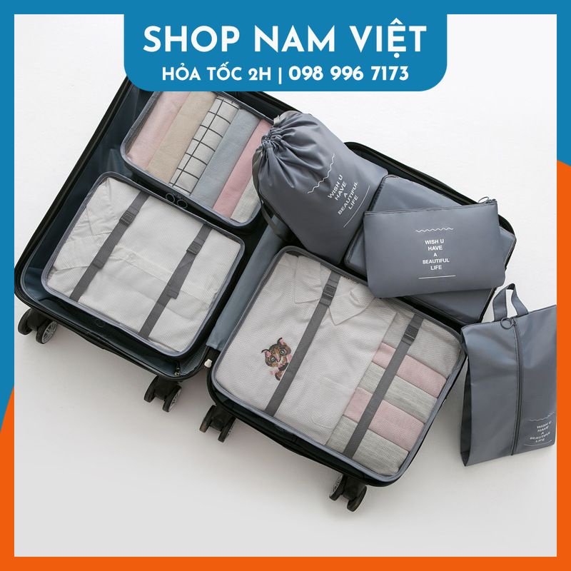 [SIÊU SALE] Bộ 7 Túi Đựng Đồ Du Lịch Tiết Kiệm Phân Loại Hành Lý Dành Cho Vali NAVIVU