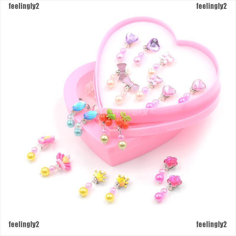 ❤Mặt Trời❤ Set 7 Bông Tai Nhựa Dáng Dài Thiết Kế Đáng Yêu Cho Bé Gái