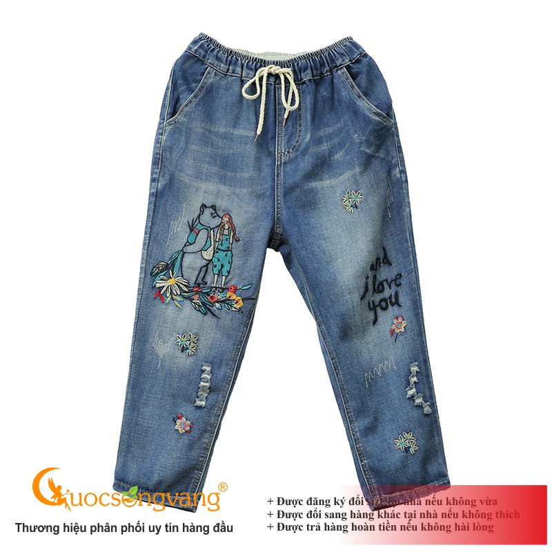 Quần jean nữ kiểu nhật màu xanh đen quần nữ baggy GLQ125 Cuocsongvang