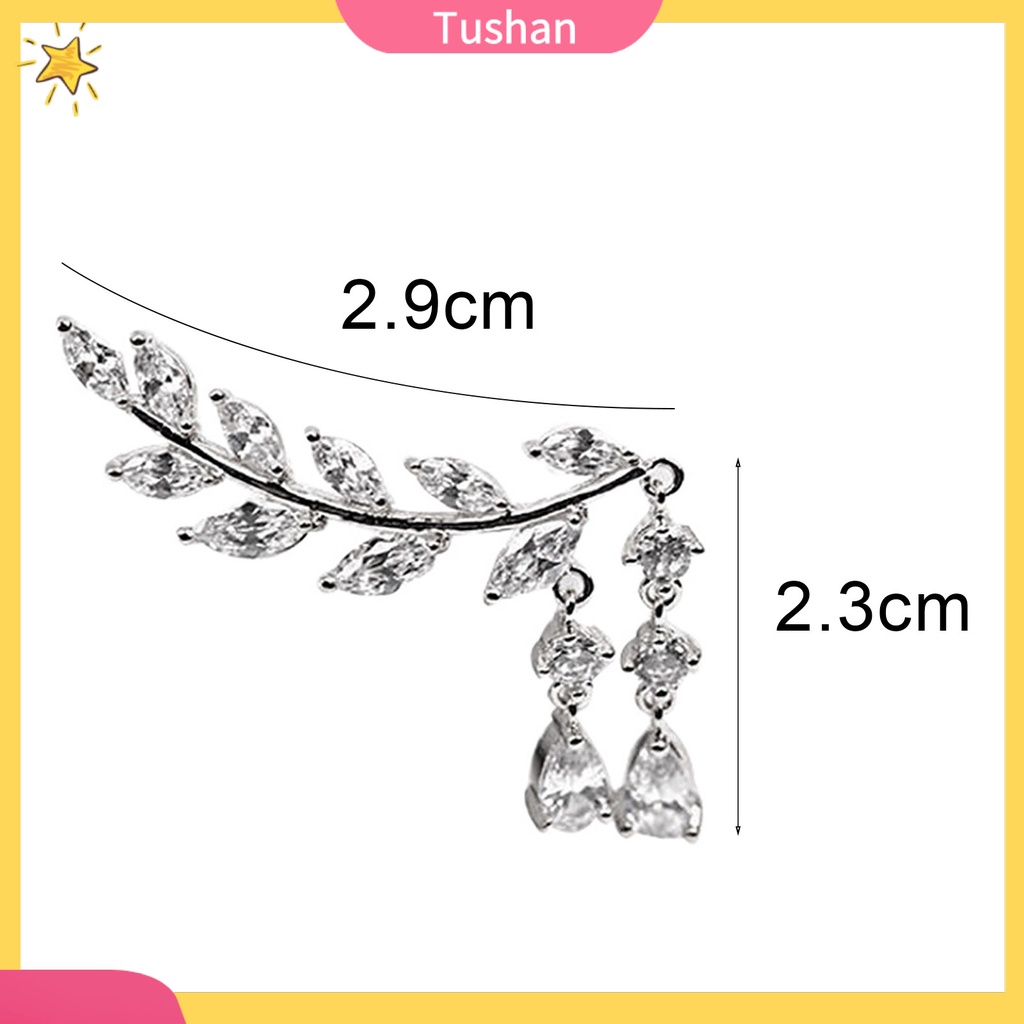Hoa tai đính đá kiểu hình chiếc lá xinh xắn tiện dụng cho nữ