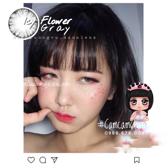 Kính áp tròng Vassen Hàn Quốc màu Icy Flower Gray 0 độ