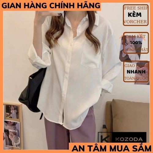 Áo Sơ Mi Nữ form rộng  Sơ mi nữ trơn UNISEX đẹp dài tay ulzzang vintage hàn quốc cao cấp trơn THỜI TRANG1989